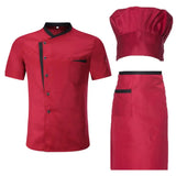 3PcsSet Unisex Hotel Kitchen Chef Uniform Jacket Hat