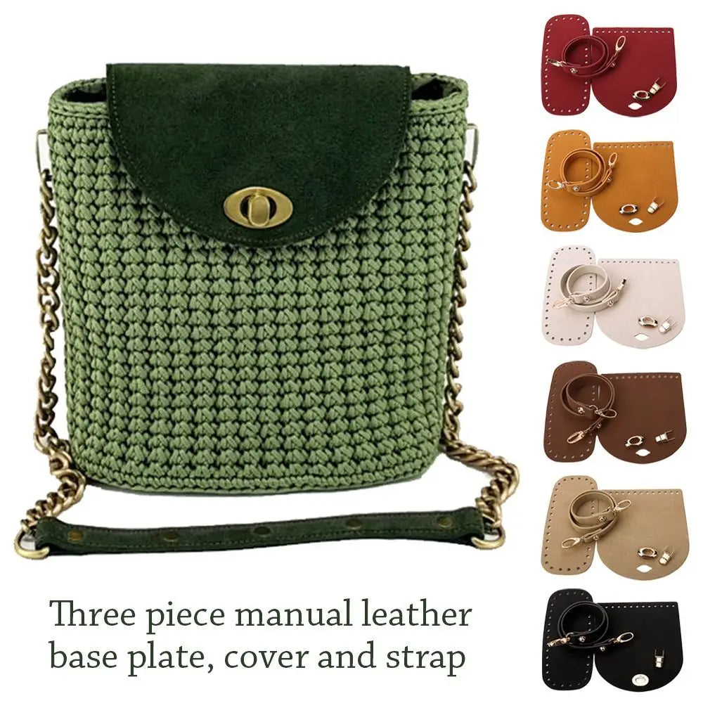 3pcs Handbag Shoulder Strap Woven Bag Set Faux