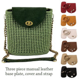3pcs Handbag Shoulder Strap Woven Bag Set Faux