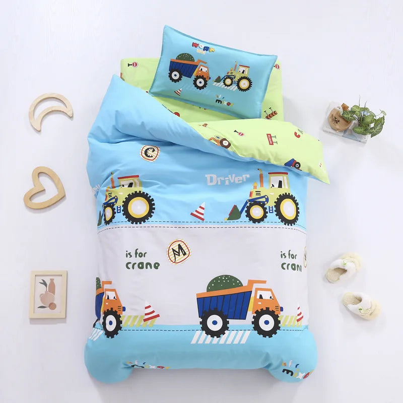 3pcs/set Cartoon Cotton Bedding Set Crib Linen Kit