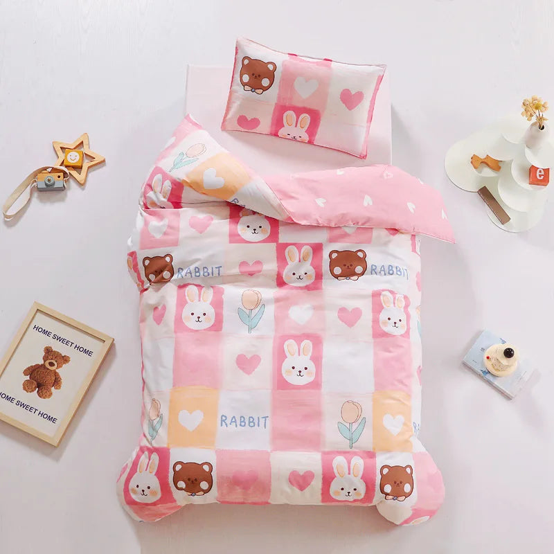 3pcs/set Cartoon Cotton Bedding Set Crib Linen Kit