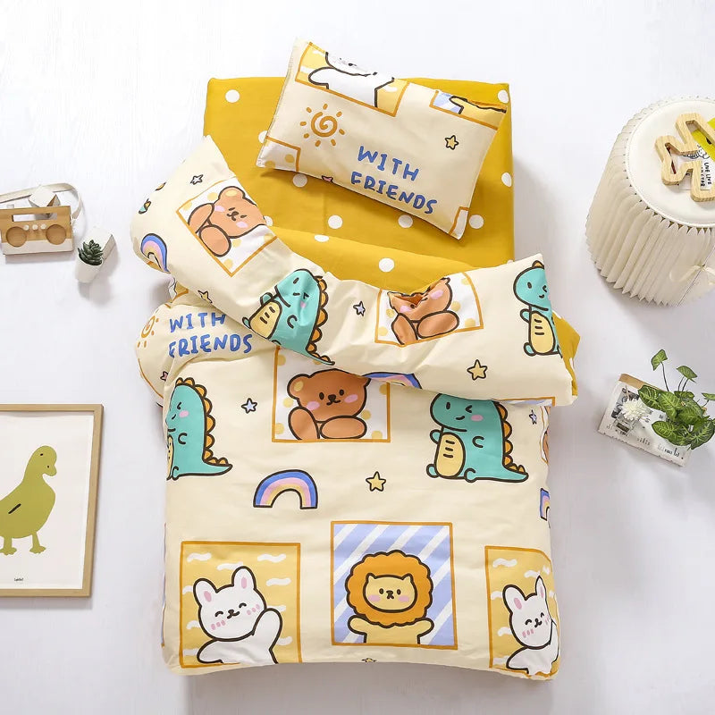 3pcs/set Cartoon Cotton Bedding Set Crib Linen Kit