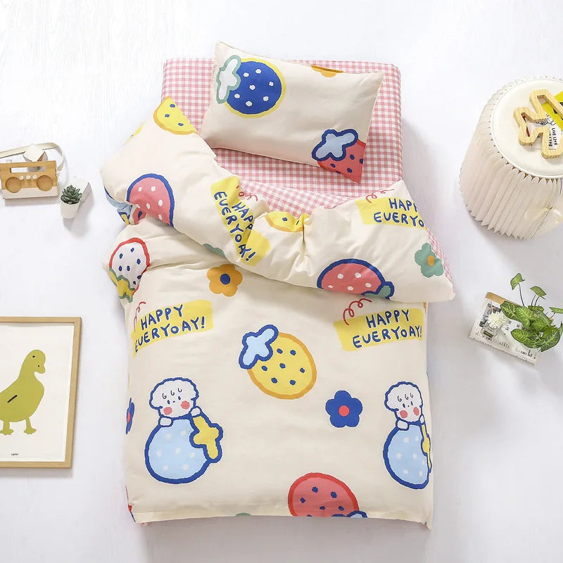 3pcs/set Cartoon Cotton Bedding Set Crib Linen Kit