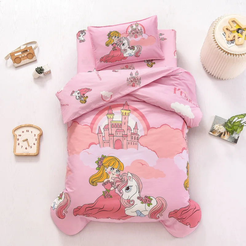 3pcs/set Cartoon Cotton Bedding Set Crib Linen Kit