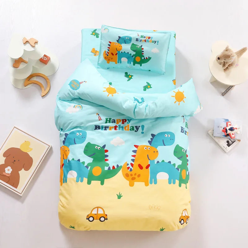 3pcs/set Cartoon Cotton Bedding Set Crib Linen Kit