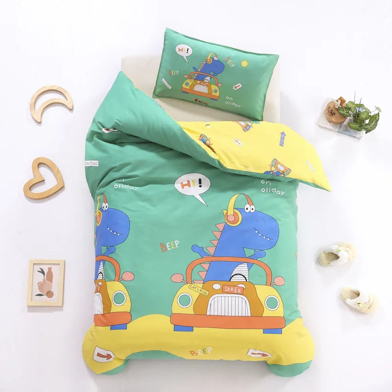 3pcs/set Cartoon Cotton Bedding Set Crib Linen Kit