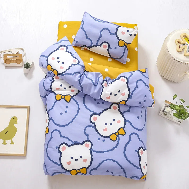 3pcs/set Cartoon Cotton Bedding Set Crib Linen Kit