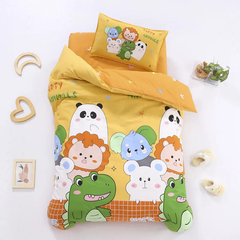 3pcs/set Cartoon Cotton Bedding Set Crib Linen Kit