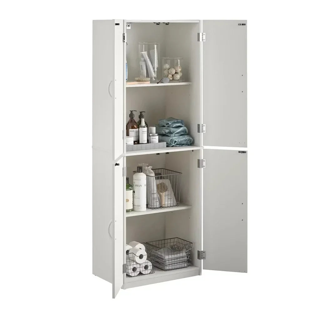 4-Door 5' Storage Cabinet, White Stipple