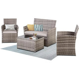 4 Piece Patio Furniture Set, Outdoor Wicker Conversation