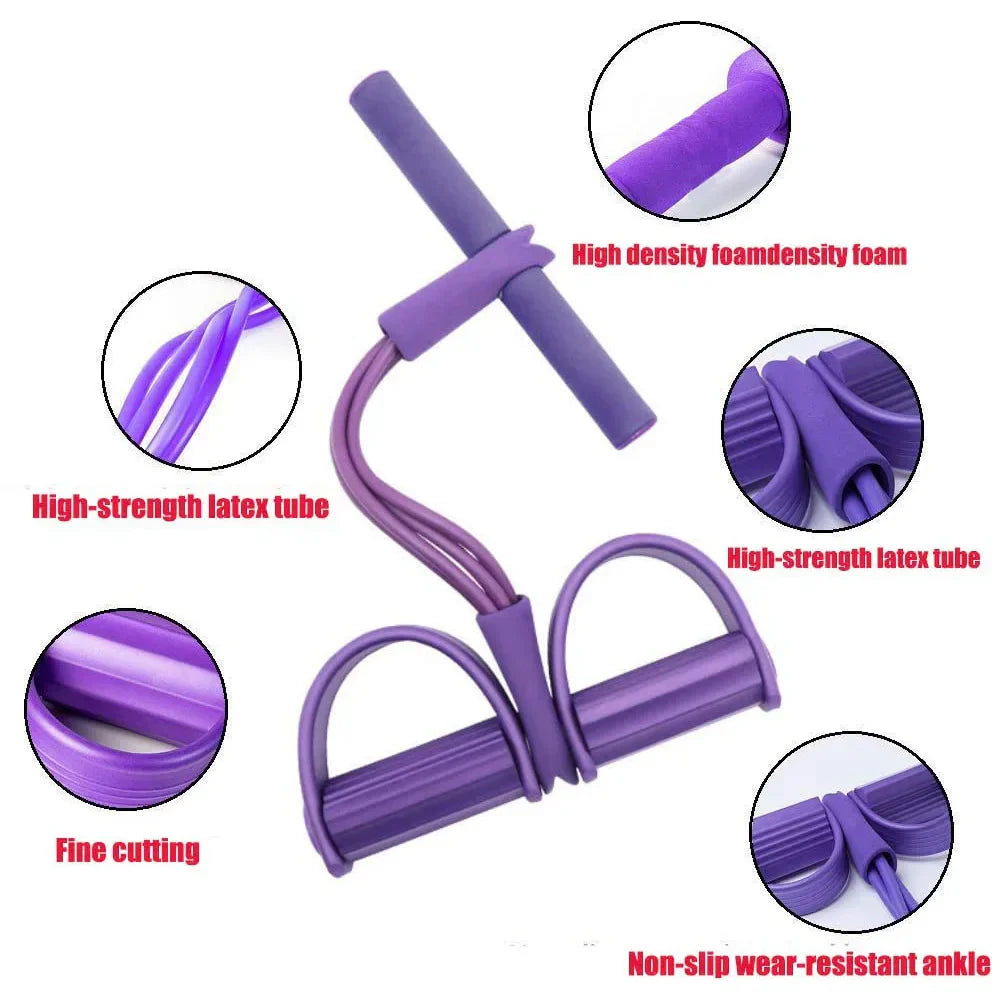 4 Resistanc Elastic Pull Ropes Belly Resistance Band