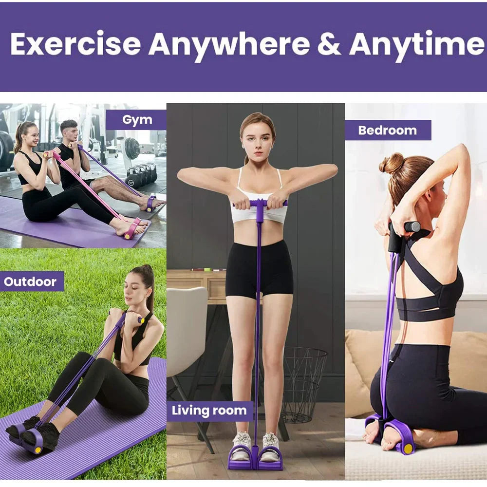 4 Resistanc Elastic Pull Ropes Belly Resistance Band