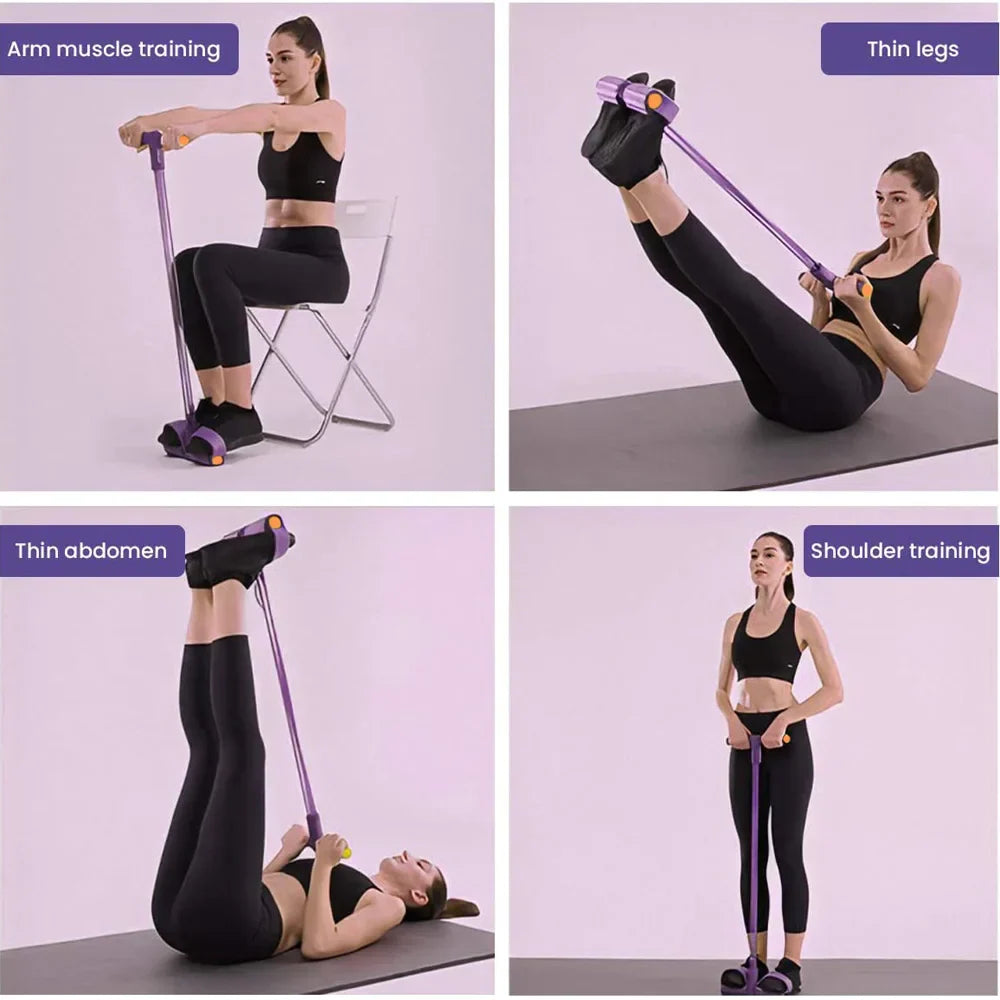 4 Resistanc Elastic Pull Ropes Belly Resistance Band
