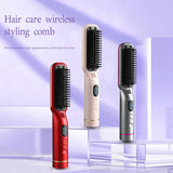 4000mAh Wireless Hair Straightener Hot Comb with LED