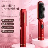 4000mAh Wireless Hair Straightener Hot Comb with LED