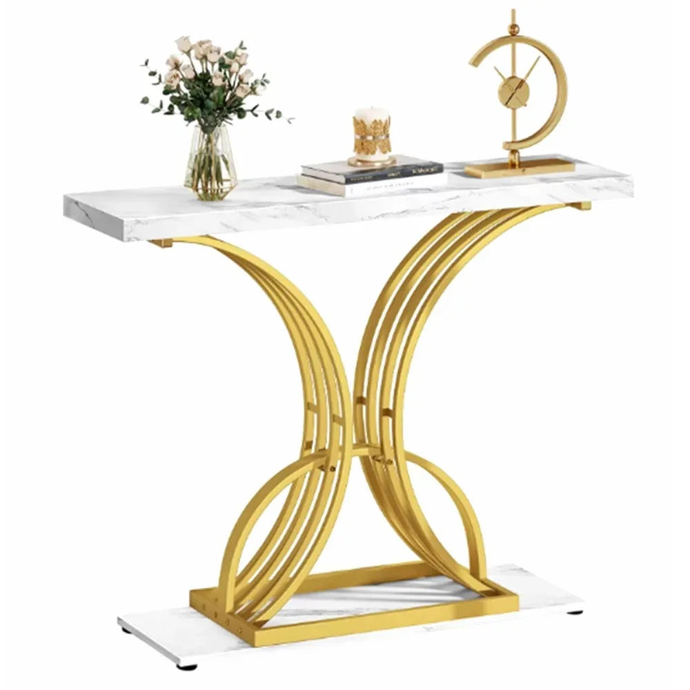 40in Gold Narrow Console Table Side End Table