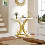 40in Gold Narrow Console Table Side End Table