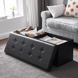 43" Storage Ottoman Bench Leather Footstool Hold Up