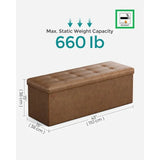 43" Storage Ottoman Bench Leather Footstool Hold Up