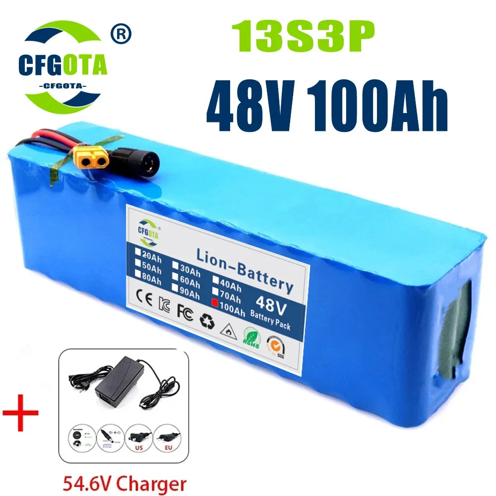 48V 80Ah 1000w 13S3P XT60 48V Lithium ion
