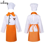 4Pcs Chef Costume Kids Kitchen Uniform Set Long