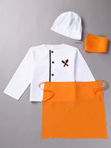 4Pcs Chef Costume Kids Kitchen Uniform Set Long