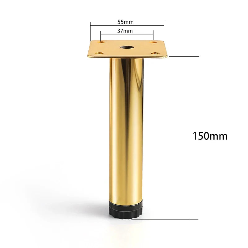 4Pcs Furniture Legs Gold Black Adjustable Tapered Metal