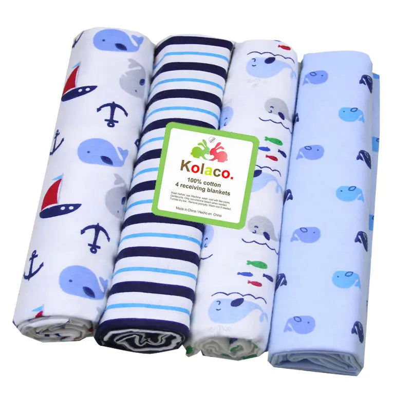 4Pcs/Lot 100% Cotton Muslin Flannel Baby Swaddles Soft