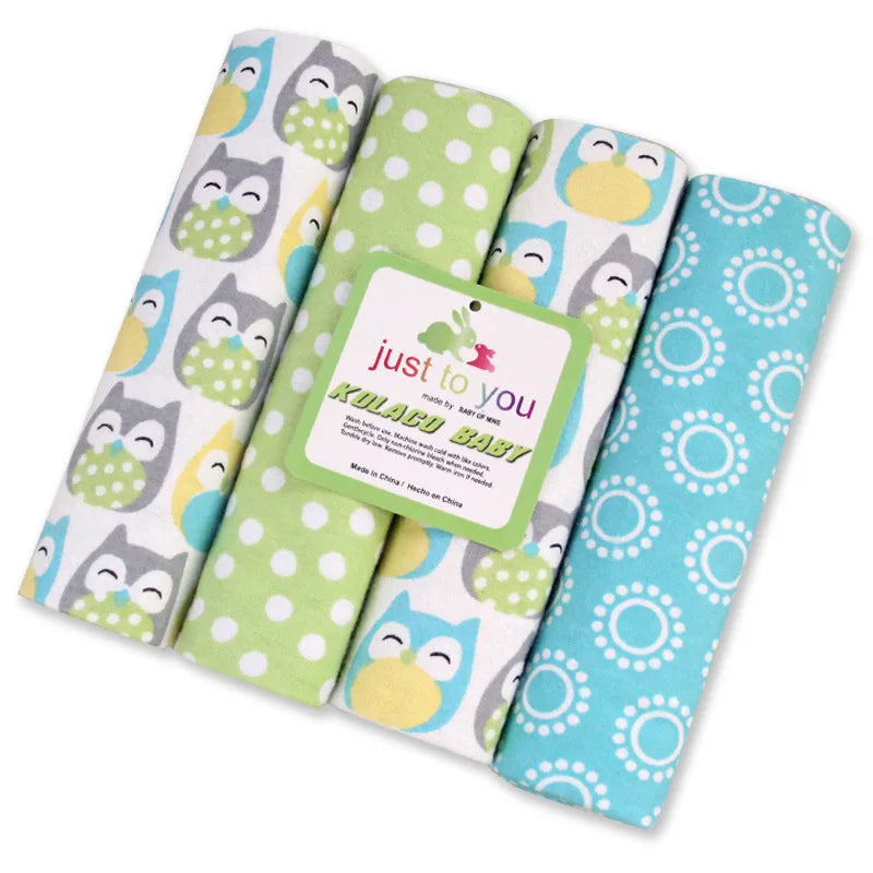 4Pcs/Lot 100% Cotton Muslin Flannel Baby Swaddles Soft