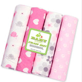 4Pcs/Lot 100% Cotton Muslin Flannel Baby Swaddles Soft