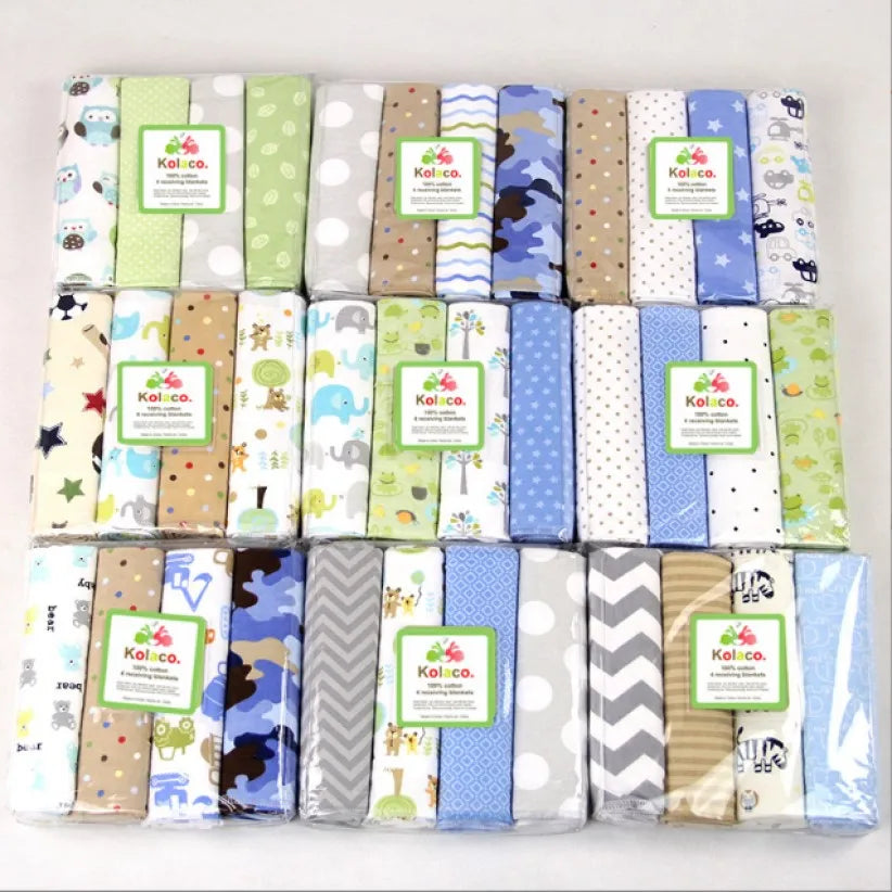 4pcs 102X76cm bed sheet wrapped blanket Cotton flannel