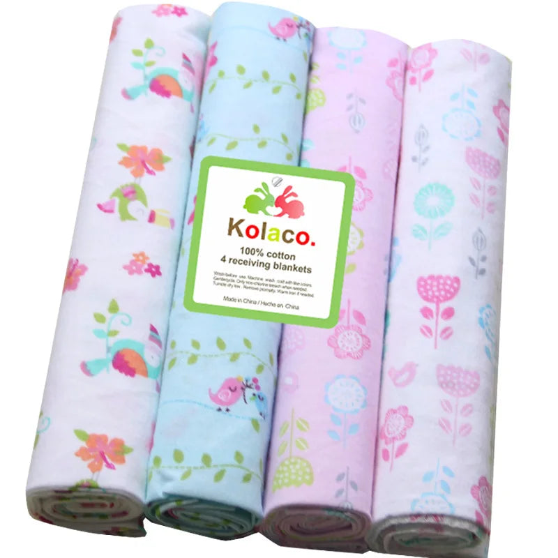 4pcs 102X76cm bed sheet wrapped blanket Cotton flannel