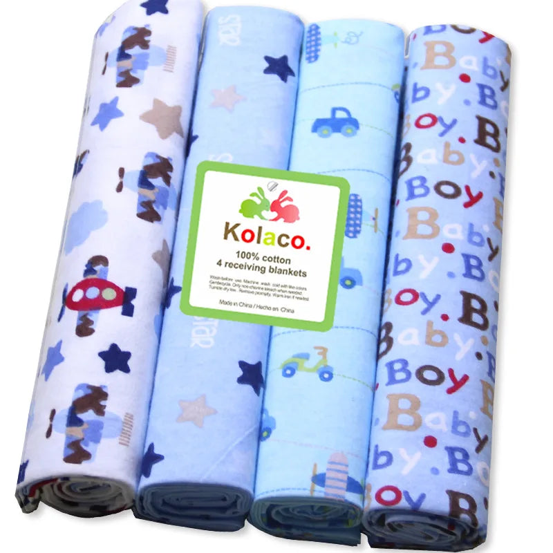 4pcs 102X76cm bed sheet wrapped blanket Cotton flannel