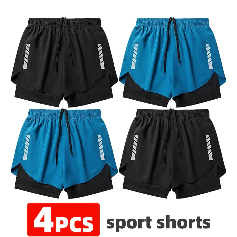 4pcs Men's Running Shorts Sport Shorts Athletics Marathon