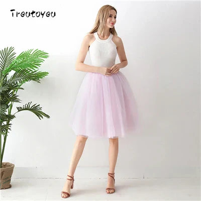 5 Layers 65cm Black Pleated Skirt Sexy Midi