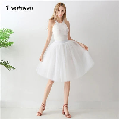 5 Layers 65cm Black Pleated Skirt Sexy Midi