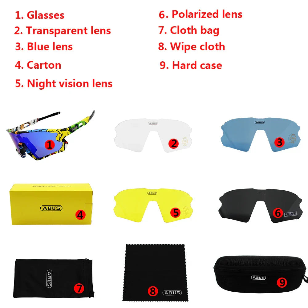 5 Lens UV400 Cycling Sunglasses TR90 Sports Bicycle