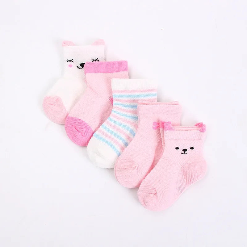 5 Pairs/Lot Baby Socks For Newborns Infant Cute