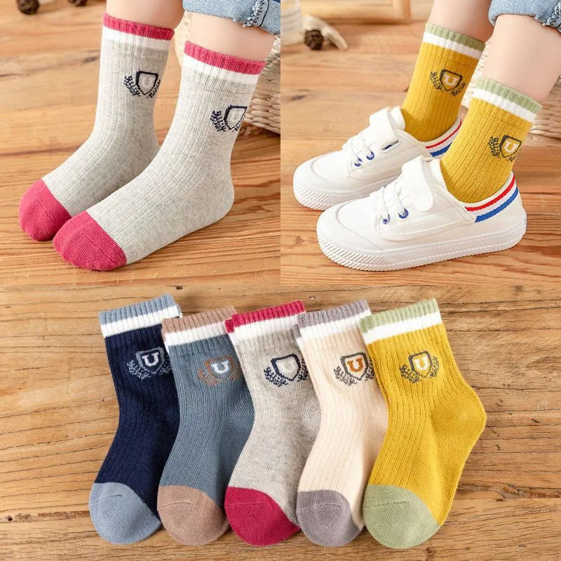 5 Pairs/lot 2022 Kids Boys Autumn Girl Socks