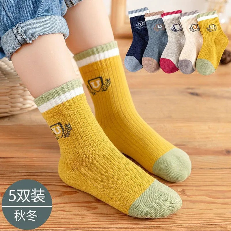 5 Pairs/lot 2022 Kids Boys Autumn Girl Socks