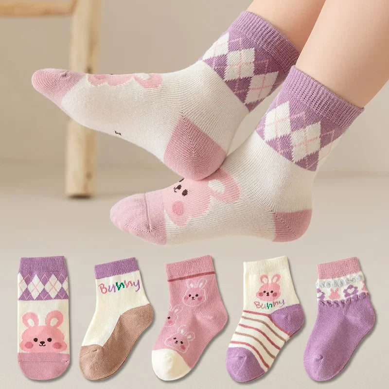 5 Pairs /lot Cute Baby Girls Socks Spring