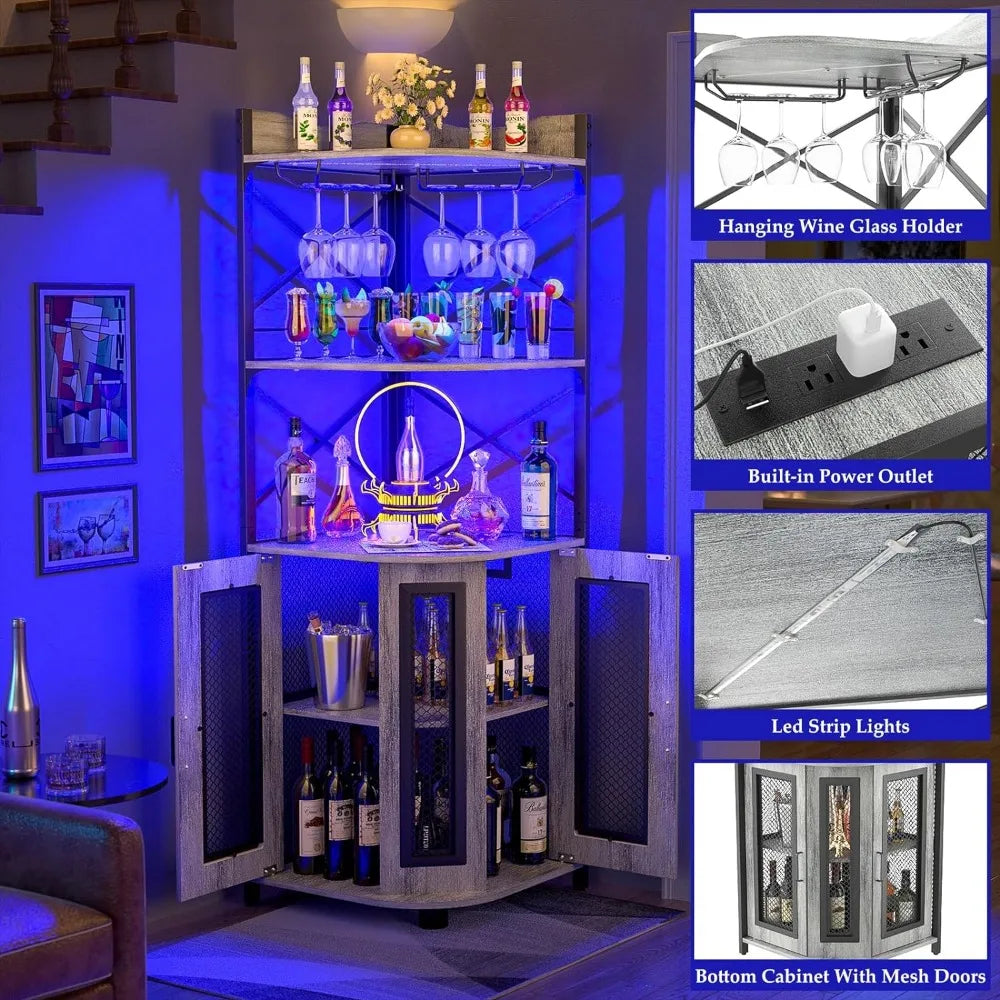 5-Tiers Liquor Cabinet Bar Unit for Home Industrial