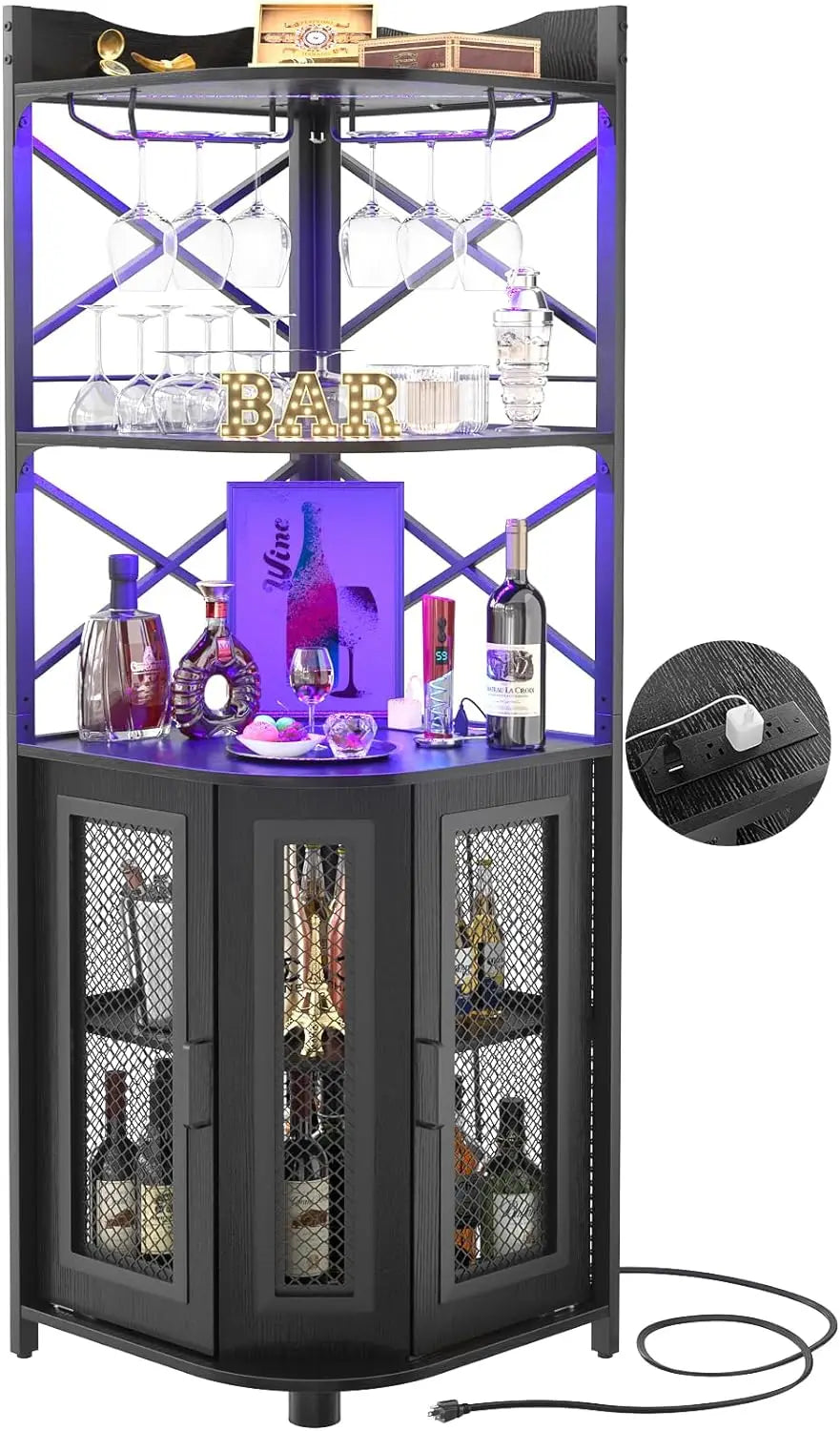 5-Tiers Liquor Cabinet Bar Unit for Home Industrial