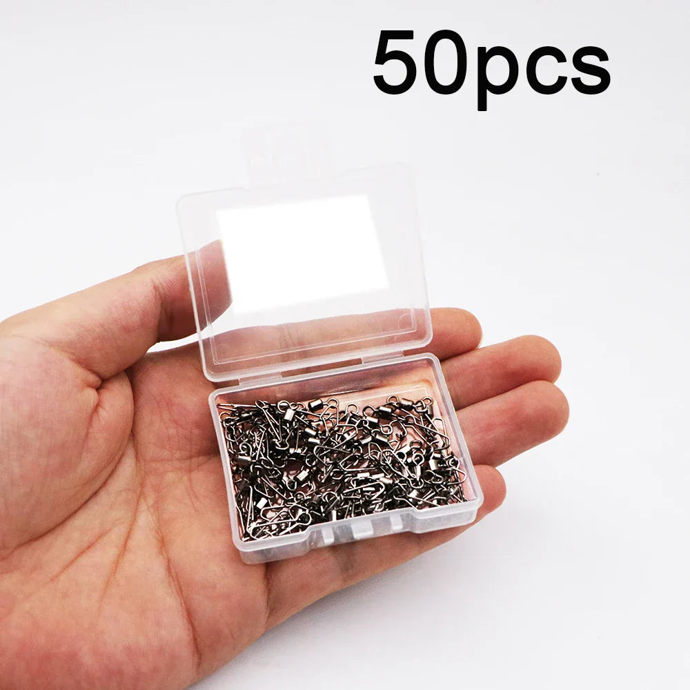 50/100PCS Fishing Connector 3/0#-14# Barrel Swivels Snap Rolling