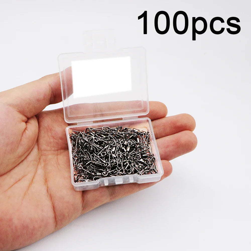 50/100PCS Fishing Connector 3/0#-14# Barrel Swivels Snap Rolling