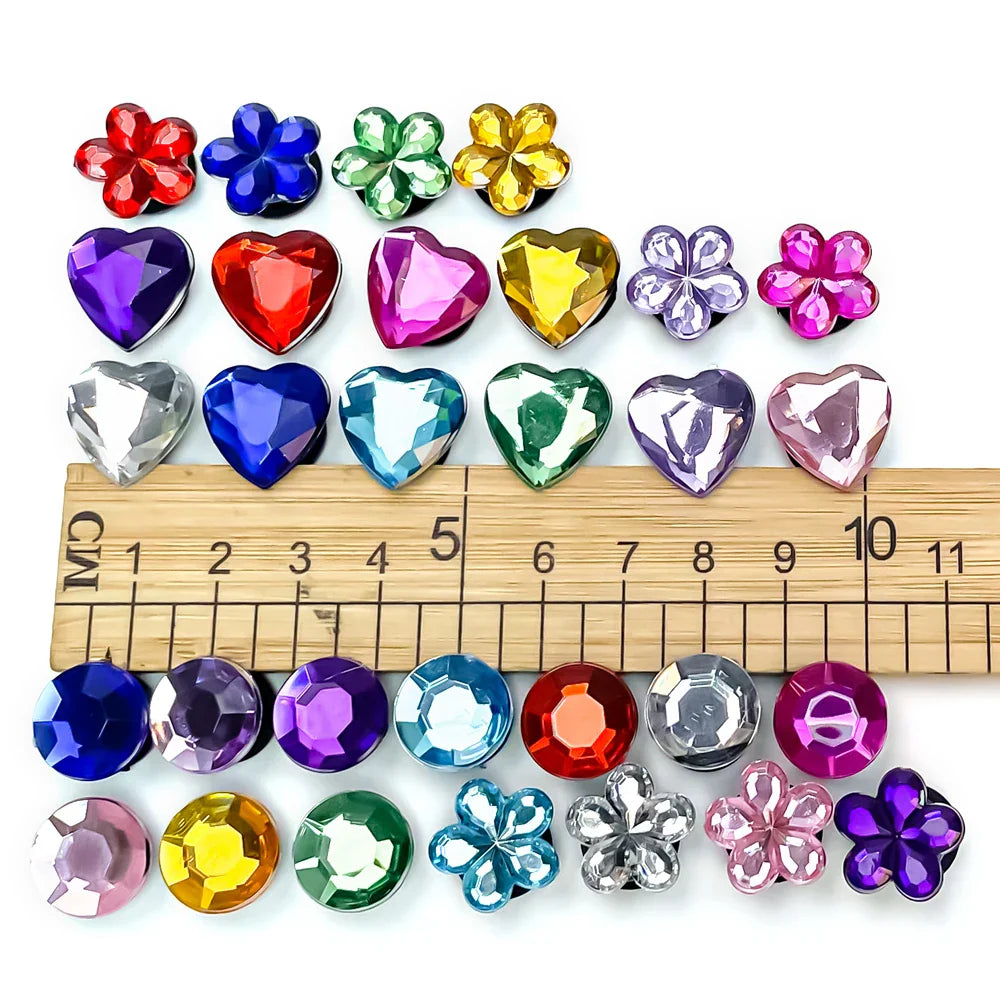 50pcs Heart Round Flower Shape Crystal Charms