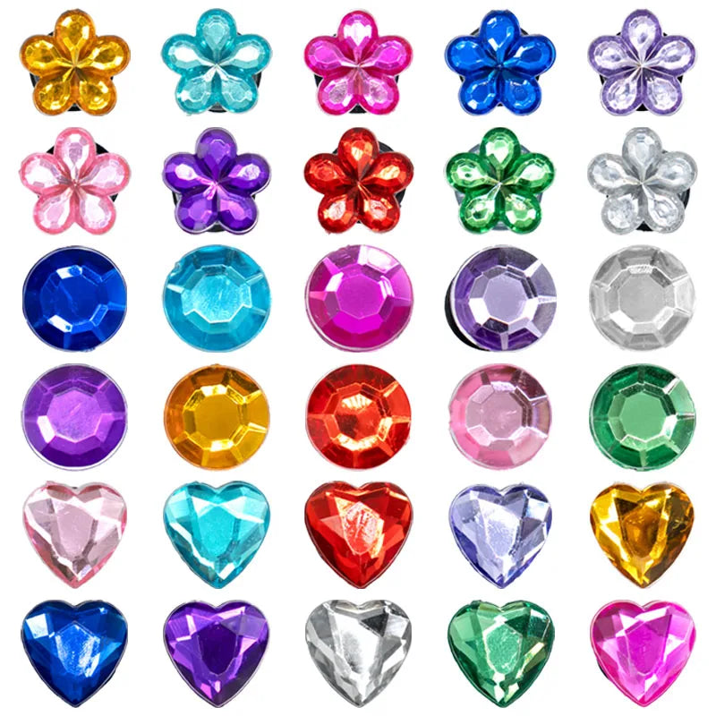 50pcs Heart Round Flower Shape Crystal Charms