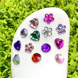 50pcs Heart Round Flower Shape Crystal Charms