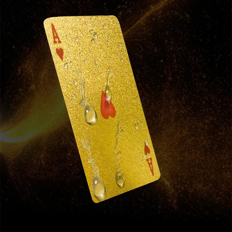 55PcsSet Gold Foil Waterproof Plastic Playing Pokers Pack
