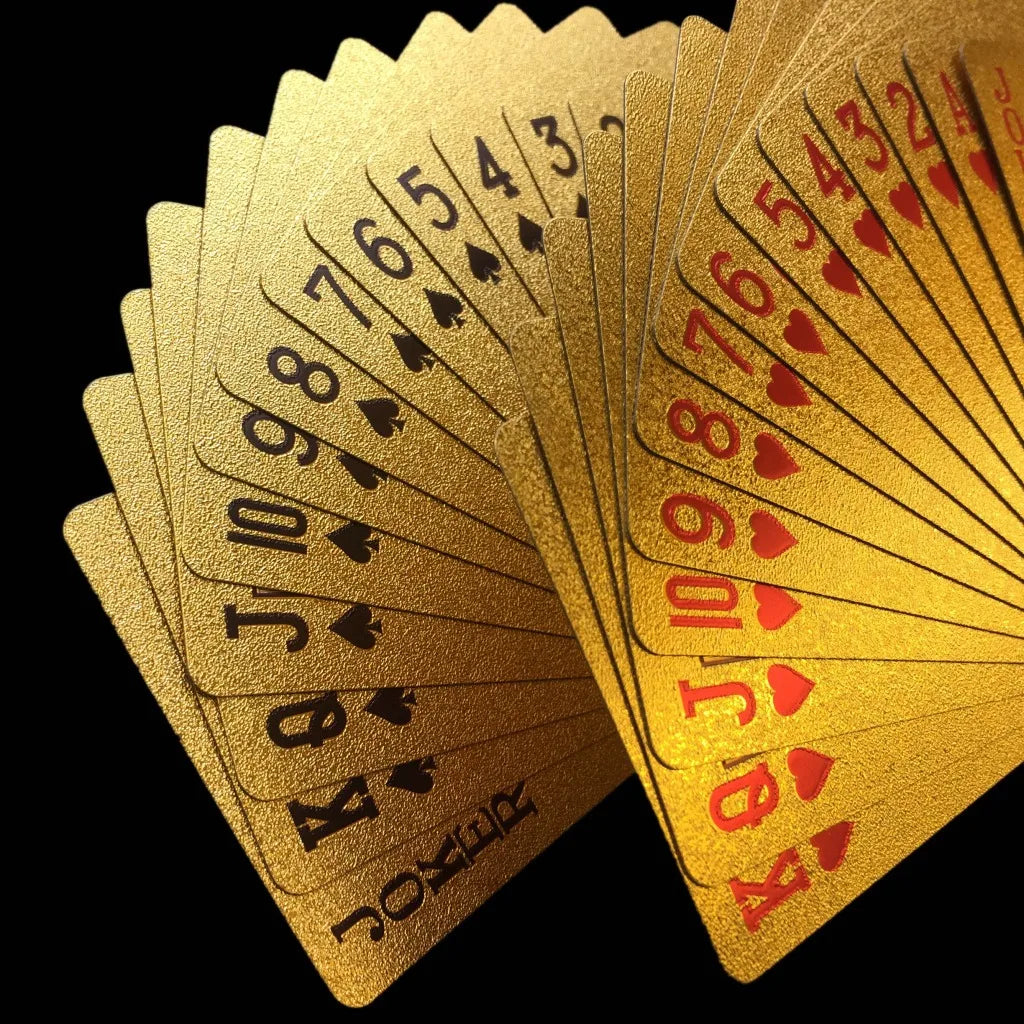 55PcsSet Gold Foil Waterproof Plastic Playing Pokers Pack